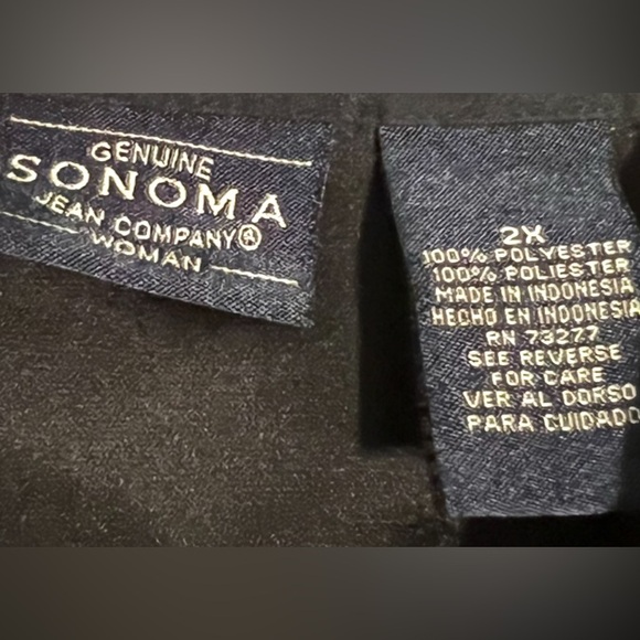 💥SONOMA Shirt Women’s Black Faux Suede Long Sleeve Snap Front Blouse Top 2X - Picture 2 of 8